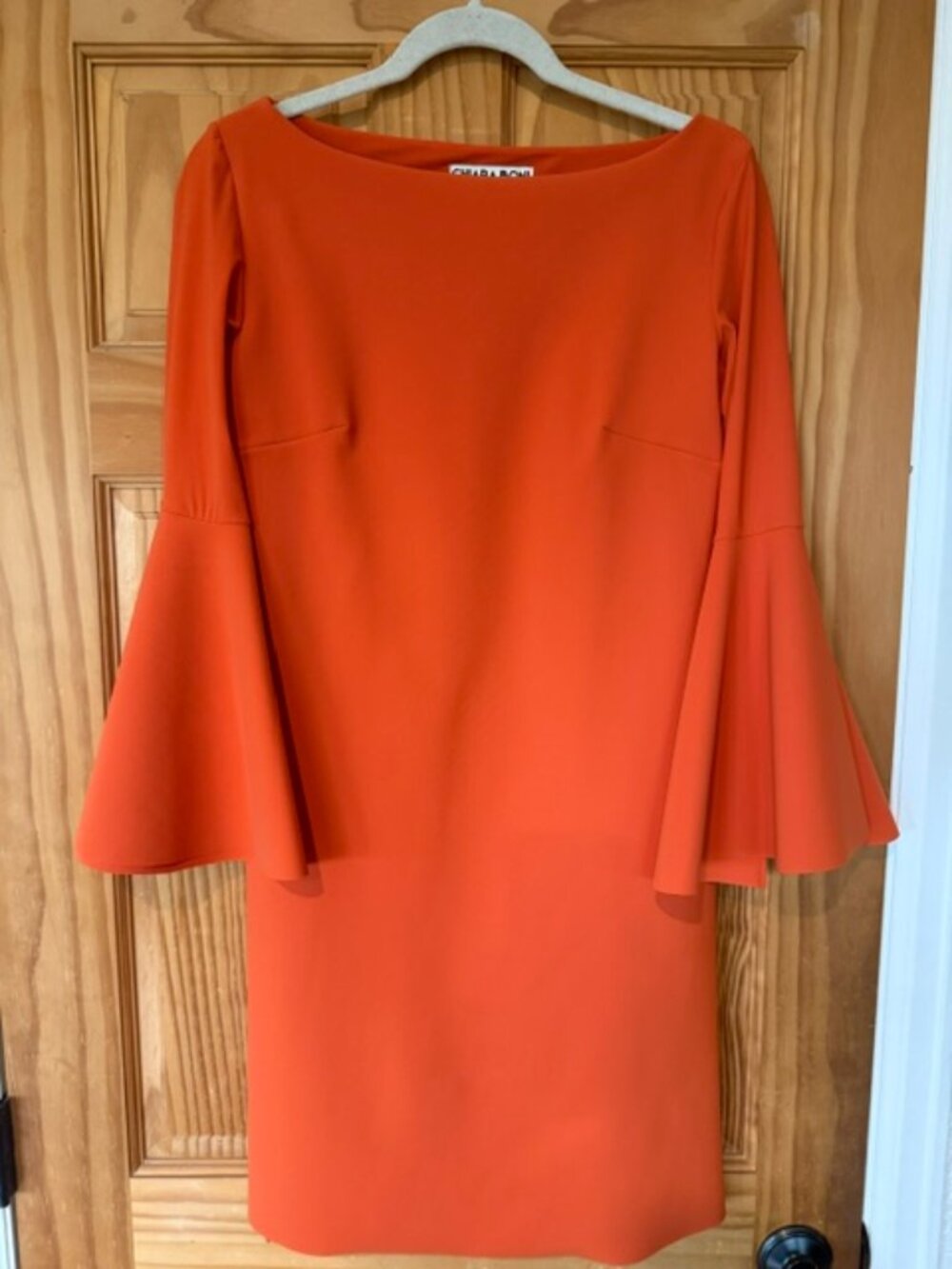 Chiara Boni La Petite Robe Orange Bell Sleeve Cocktail Dress Italian Designer